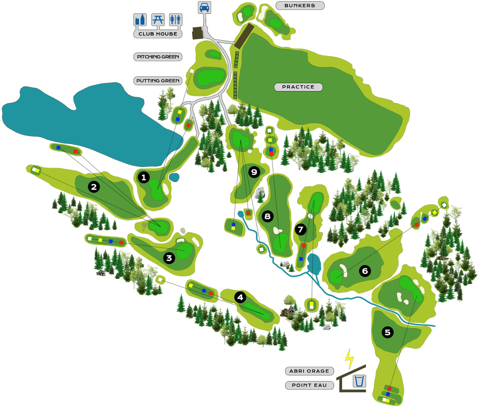Plan parcours 9 trous au golf club de Courchevel | Matthieu Billaud Professeur de golf